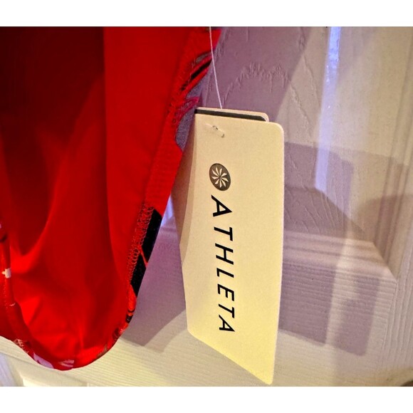 NWT ATHLETA Swimsuit Sz L One Piece Red Leaf Print Floral Paradaiso Ocean Pool - Picture 10 of 14